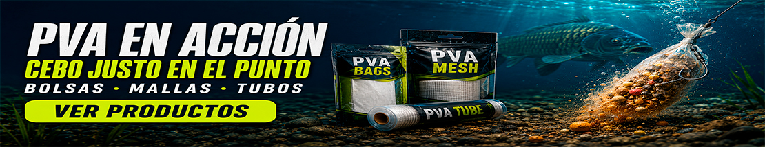 Productos PVA para pesca: bolsas, mallas y tubos para colocar el cebo justo en el punto.